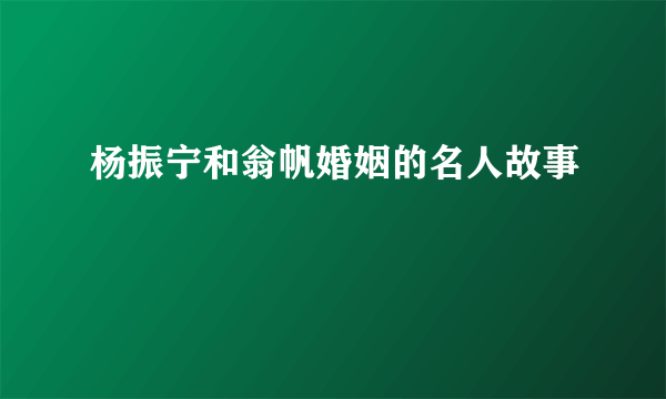 杨振宁和翁帆婚姻的名人故事