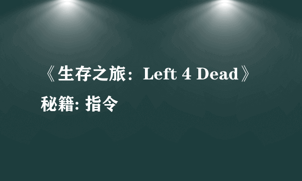 《生存之旅：Left 4 Dead》秘籍: 指令