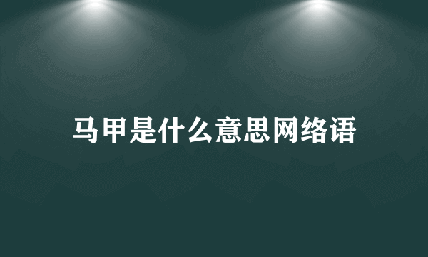 马甲是什么意思网络语