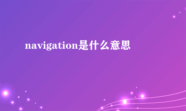 navigation是什么意思