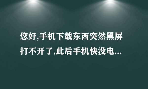 您好,手机下载东西突然黑屏打不开了,此后手机快没电的时候,手机里