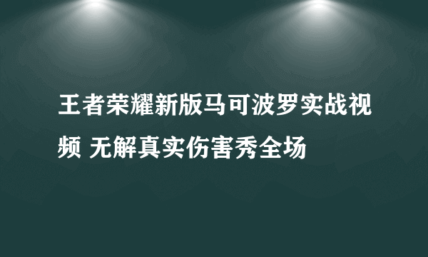 王者荣耀新版马可波罗实战视频 无解真实伤害秀全场