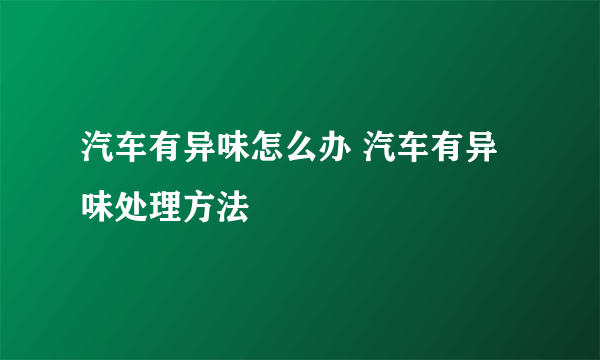 汽车有异味怎么办 汽车有异味处理方法