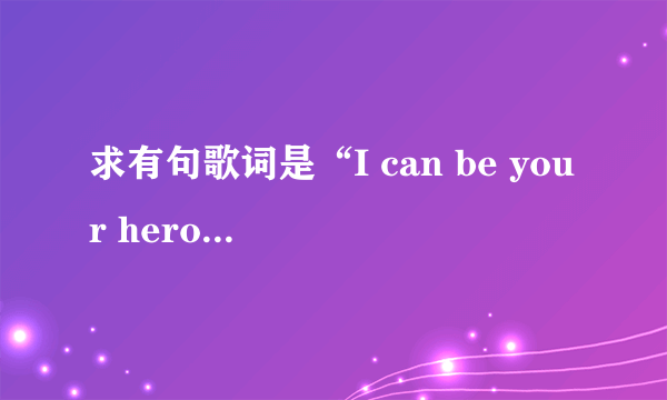 求有句歌词是“I can be your hero”的歌名？