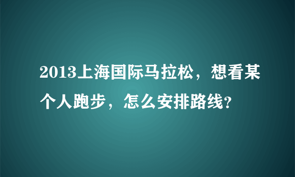 2013上海国际马拉松，想看某个人跑步，怎么安排路线？