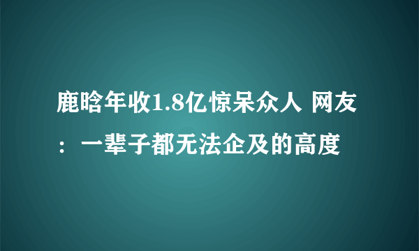 鹿晗年收1.8亿惊呆众人 网友：一辈子都无法企及的高度