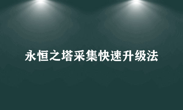 永恒之塔采集快速升级法