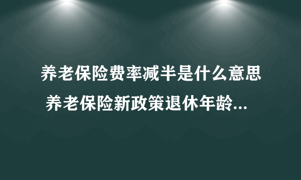 养老保险费率减半是什么意思 养老保险新政策退休年龄2016