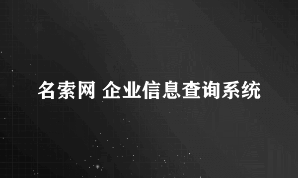 名索网 企业信息查询系统