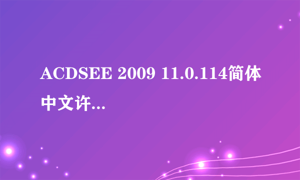 ACDSEE 2009 11.0.114简体中文许可证代码