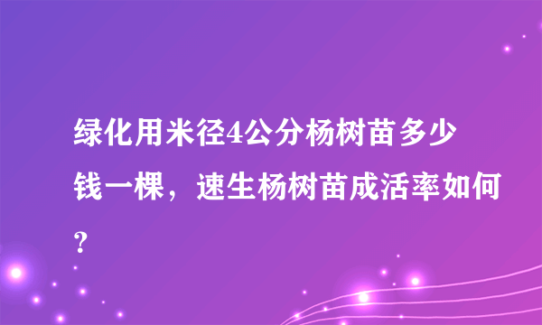 绿化用米径4公分杨树苗多少钱一棵，速生杨树苗成活率如何？