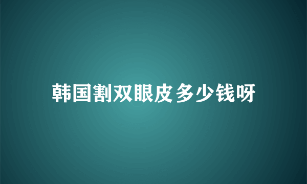 韩国割双眼皮多少钱呀