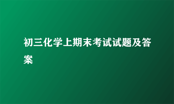 初三化学上期末考试试题及答案