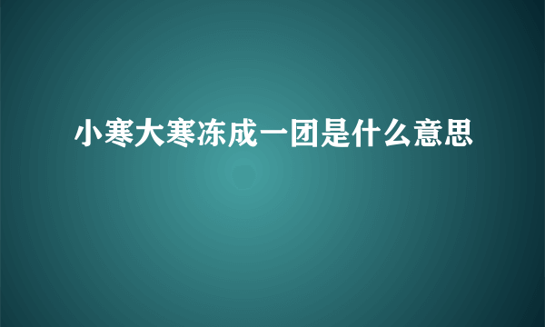 小寒大寒冻成一团是什么意思