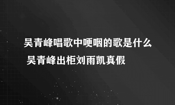 吴青峰唱歌中哽咽的歌是什么 吴青峰出柜刘雨凯真假