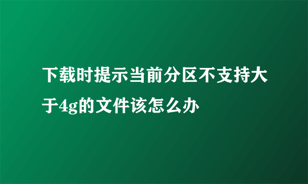 下载时提示当前分区不支持大于4g的文件该怎么办