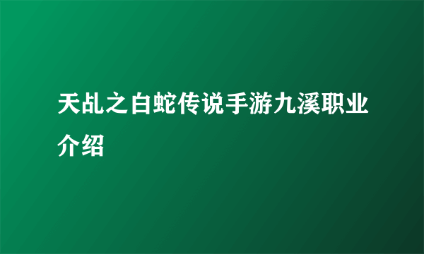 天乩之白蛇传说手游九溪职业介绍