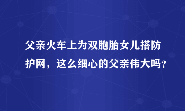 父亲火车上为双胞胎女儿搭防护网，这么细心的父亲伟大吗？