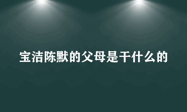 宝洁陈默的父母是干什么的