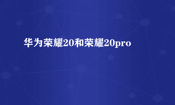 华为荣耀20和荣耀20pro