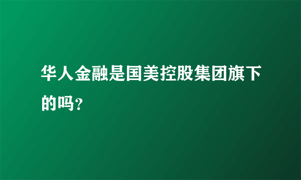 华人金融是国美控股集团旗下的吗？