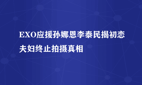 EXO应援孙娜恩李泰民揭初恋夫妇终止拍摄真相