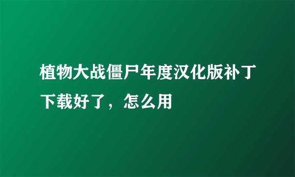 植物大战僵尸年度汉化版补丁下载好了，怎么用