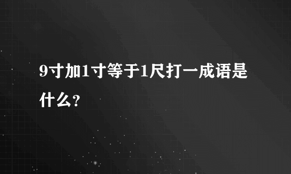 9寸加1寸等于1尺打一成语是什么？