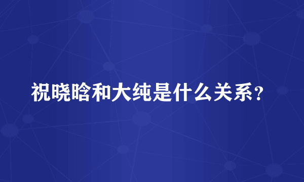 祝晓晗和大纯是什么关系？