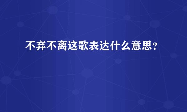 不弃不离这歌表达什么意思？