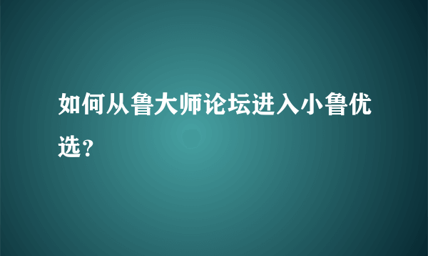 如何从鲁大师论坛进入小鲁优选？