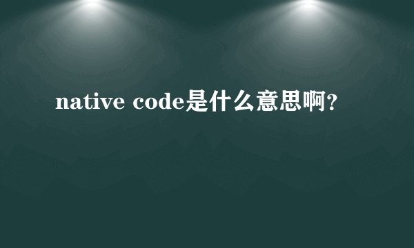 native code是什么意思啊？