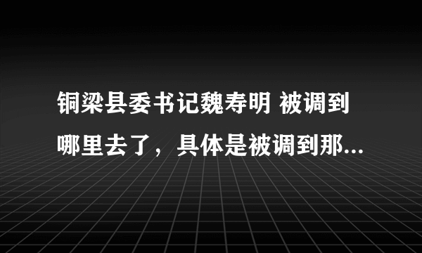 铜梁县委书记魏寿明 被调到哪里去了，具体是被调到那个市，是降级还是升级？