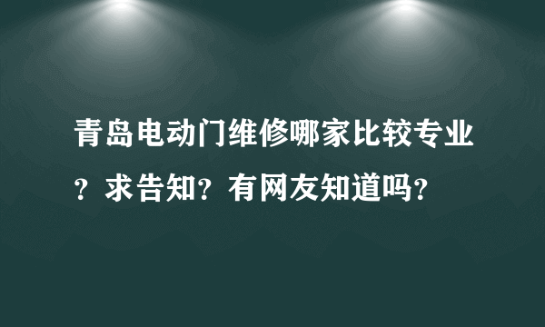 青岛电动门维修哪家比较专业？求告知？有网友知道吗？