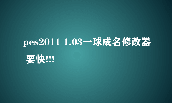 pes2011 1.03一球成名修改器 要快!!!