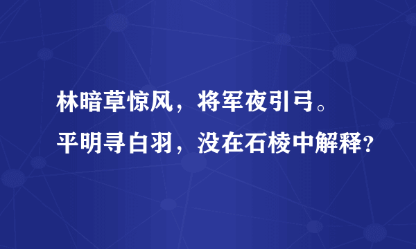 林暗草惊风，将军夜引弓。 平明寻白羽，没在石棱中解释？