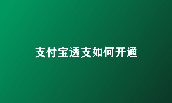 支付宝透支如何开通