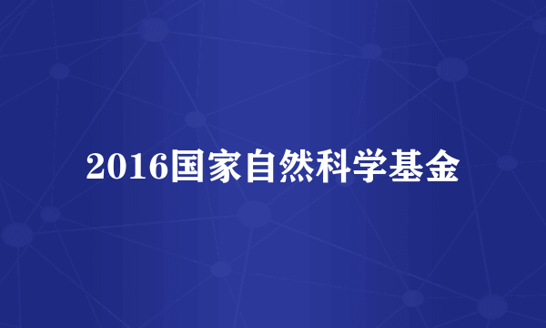 2016国家自然科学基金