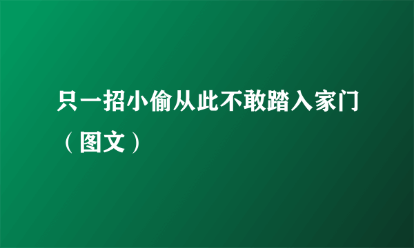 只一招小偷从此不敢踏入家门（图文）