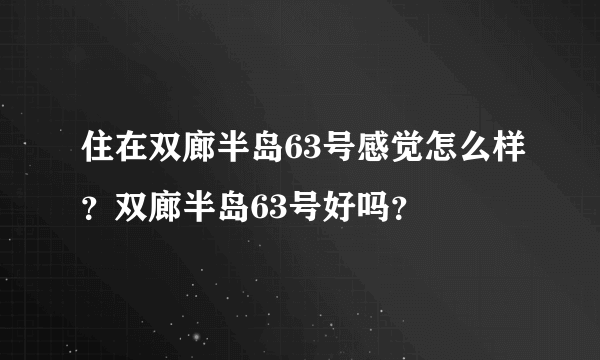 住在双廊半岛63号感觉怎么样？双廊半岛63号好吗？