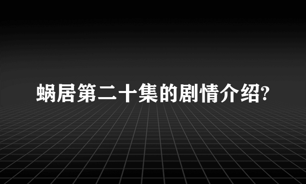 蜗居第二十集的剧情介绍?