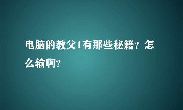 电脑的教父1有那些秘籍？怎么输啊？