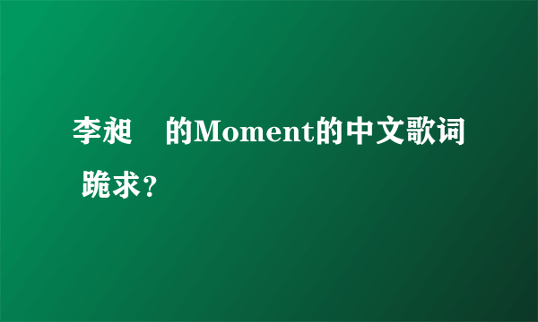 李昶旻的Moment的中文歌词 跪求？