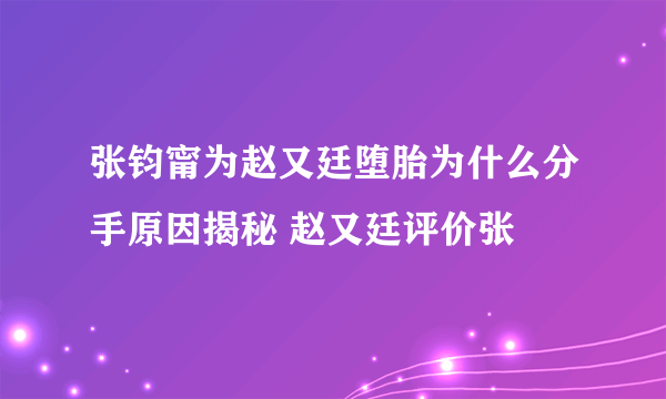 张钧甯为赵又廷堕胎为什么分手原因揭秘 赵又廷评价张