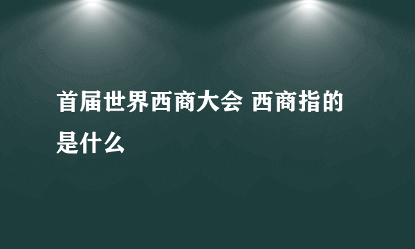 首届世界西商大会 西商指的是什么