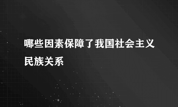 哪些因素保障了我国社会主义民族关系