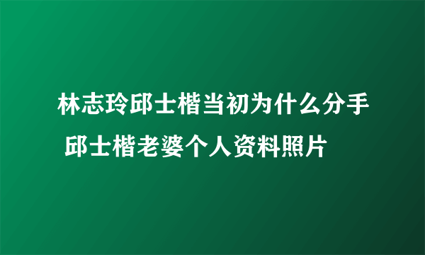 林志玲邱士楷当初为什么分手 邱士楷老婆个人资料照片