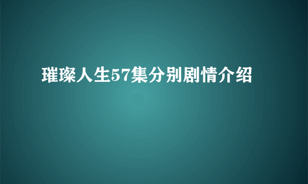 璀璨人生57集分别剧情介绍