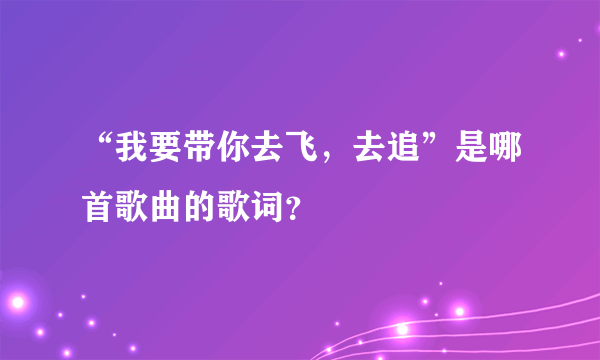 “我要带你去飞，去追”是哪首歌曲的歌词？