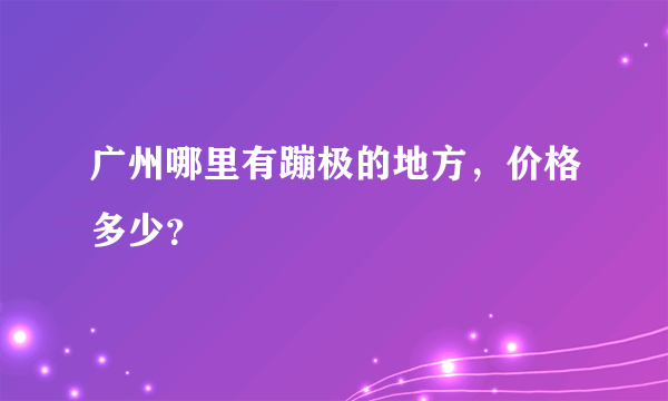 广州哪里有蹦极的地方，价格多少？